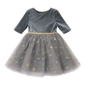 Zunie Gray Silver Gold Fancy Tulle Sparkle Sequin Poofy Party Dress Size 24mo